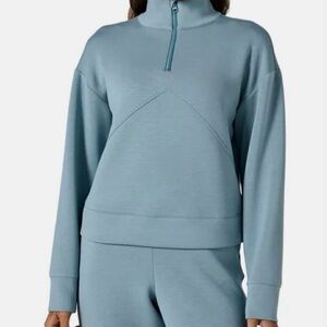 Infinity Teal Blue Half-Zip Women's Active Sweatshirt